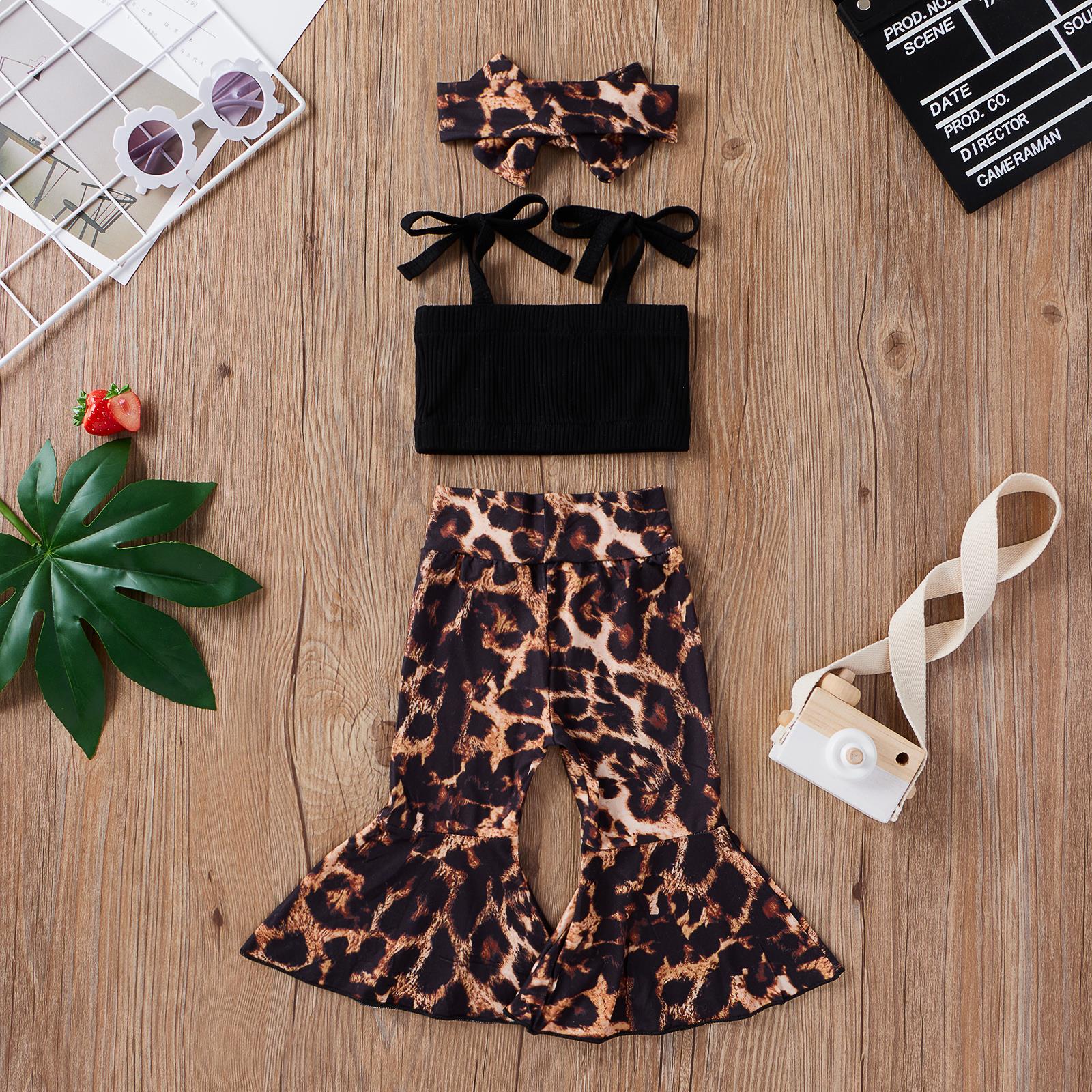 Toddler Infant Baby Girls Fashion Sets Outwear Solid Vest Tank Top Leopard Flare Pants Headband Summer Children Coton Casual Suits, Black
Toddler Infant Baby Girls Fashion Sets Outwear Solid Vest Tank Top Leopard Flare Pants Headband Summer Children Coton Casual Suits, Black
