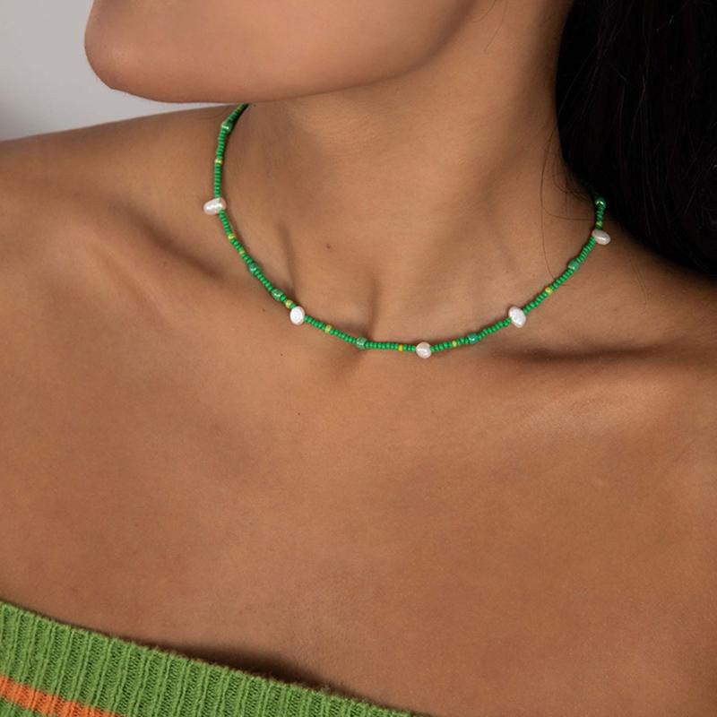 Chains Bohemian Vintage Green Beads White Pearl Chain Fashion Necklaces Jewelry For Women Elegant Accessories N0320Chains
Chains Bohemian Vintage Green Beads White Pearl Chain Fashion Necklaces Jewelry For Women Elegant Accessories N0320Chains