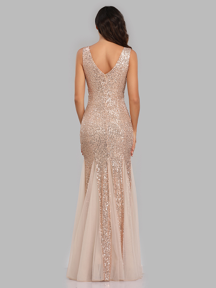 Plus Size V Neck Mermaid Burgundy Dress Long Formal Prom Party Gown Sequins Sleeveless Robe De Soriee Sexy Evening Vestido De 220510