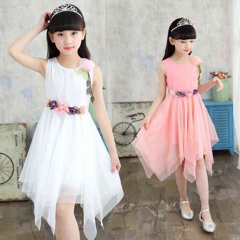 Girls Dresses for Photoshoot Summer Kids New Children's Clothes Fashion Flower Dress Girls Party Exquisite Solid Color 12 Years G220506