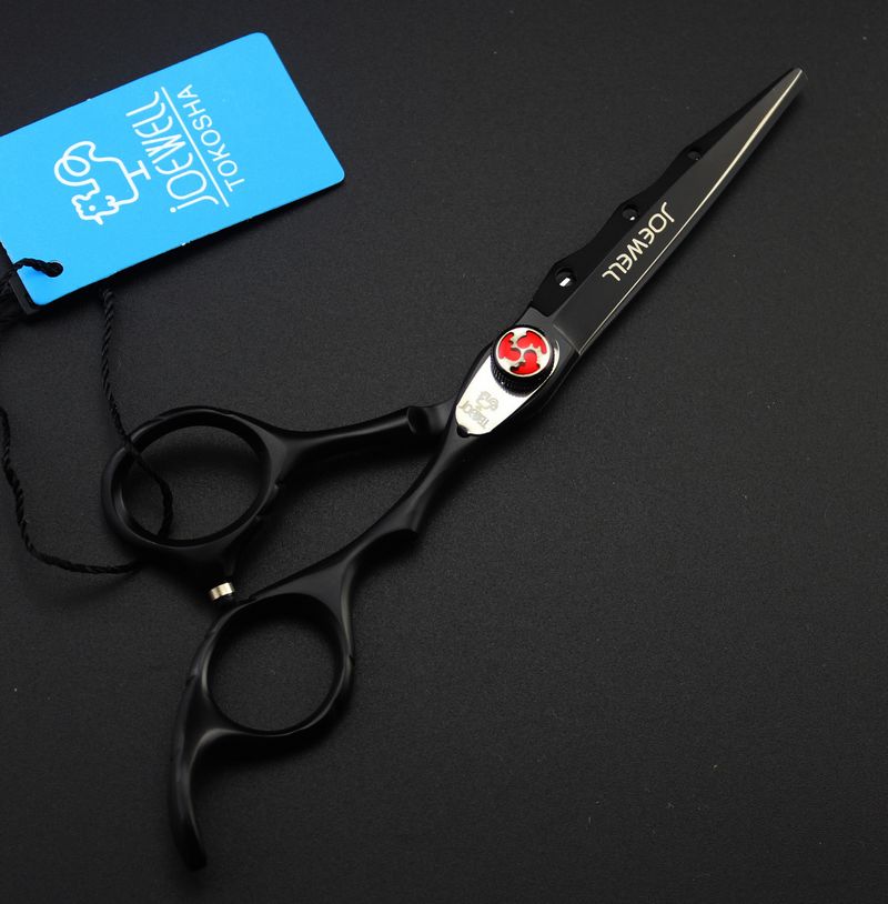 6.0 inch black Baking paint hair scissors Flame screw cutting/ thinning barber tool free shipping