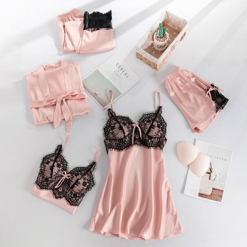 Women's Sleepwear Women Robe Set Satin Lace Kimono Bathrobe Gown Sexy Nightwear Home Clothes Silky Bride Bridesmaid DressingWomen's, A burgundy 6
Women's Sleepwear Women Robe Set Satin Lace Kimono Bathrobe Gown Sexy Nightwear Home Clothes Silky Bride Bridesmaid DressingWomen's, A burgundy 6