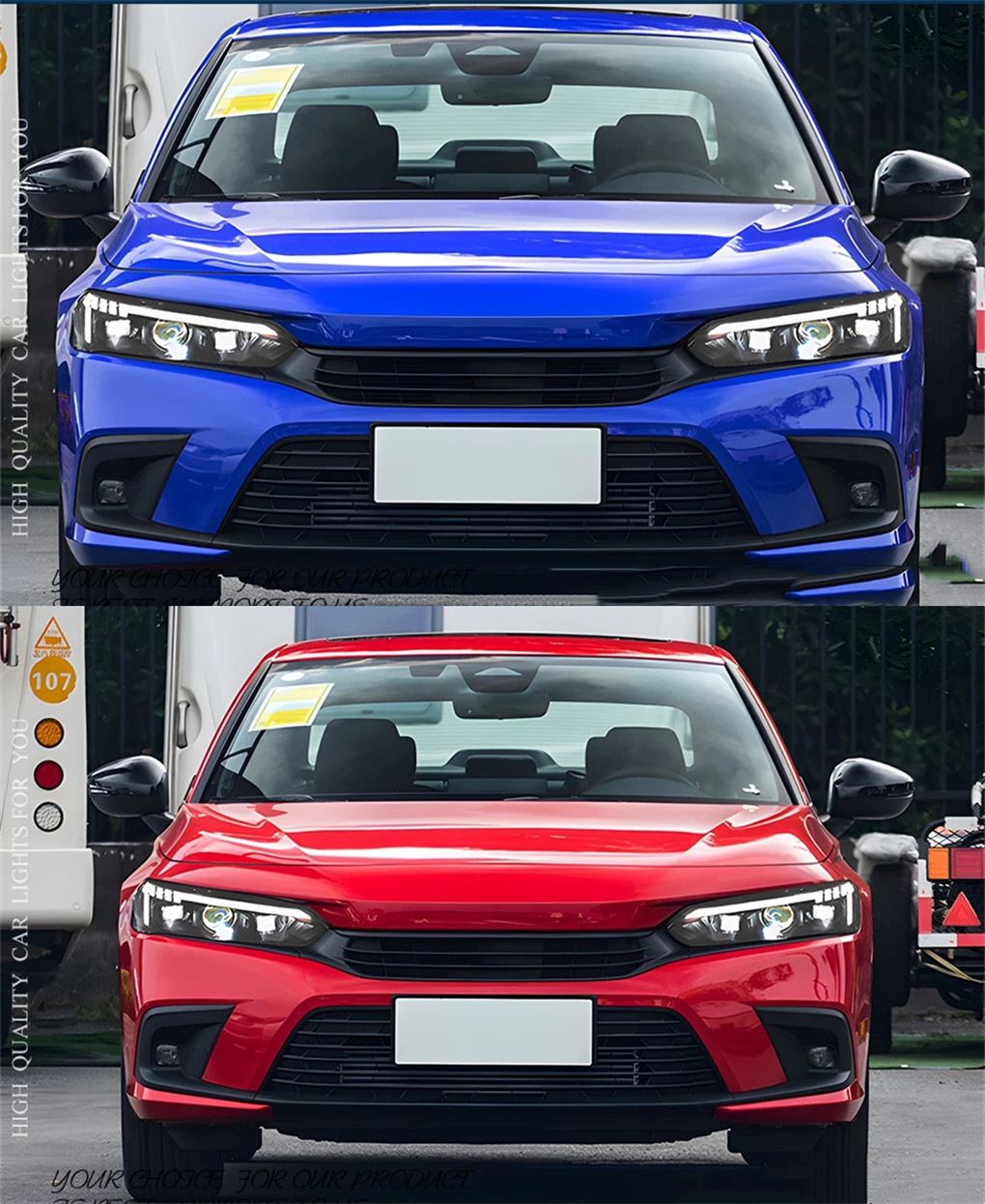 1 Set Auto Car Head Lights For Civic 11th 2022-Now LED Lamps Headlights DRL Daytime Running Light Dual Projector Facelift