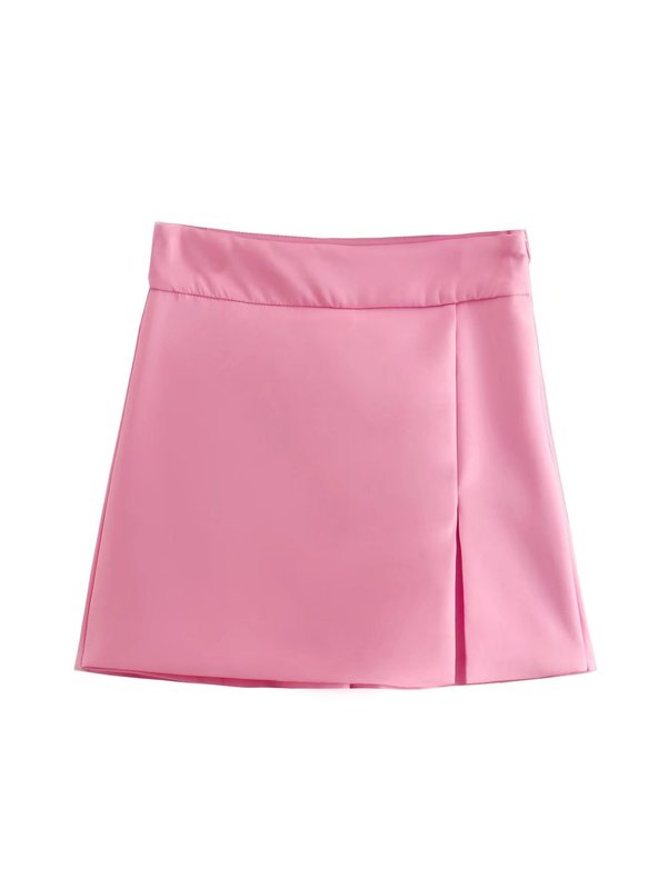 TRAF White High Waist Shorts Women Green Y2K Skirt Woman Summer Office Split Skort Fashion Streetwear for 220622