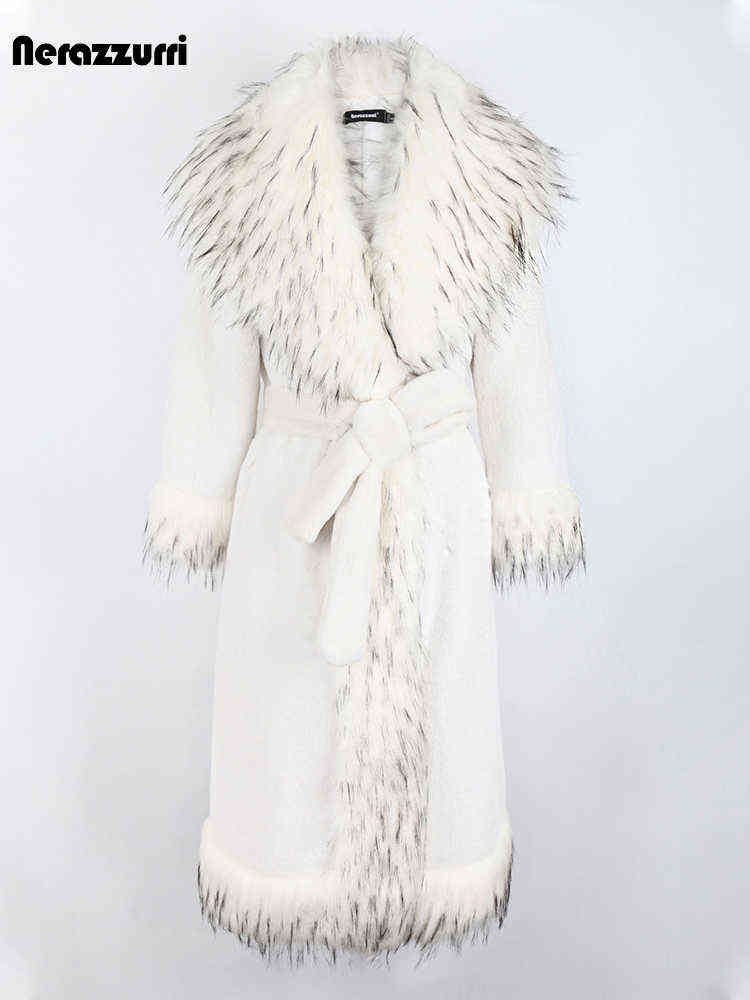 Nerazzurri Winter Long White Thick Warm Luxury Elegant Fluffy Faux Fur Coat Women with Fur Trim Sashes European Fashion 2022 T220810
Nerazzurri Winter Long White Thick Warm Luxury Elegant Fluffy Faux Fur Coat Women with Fur Trim Sashes European Fashion 2022 T220810