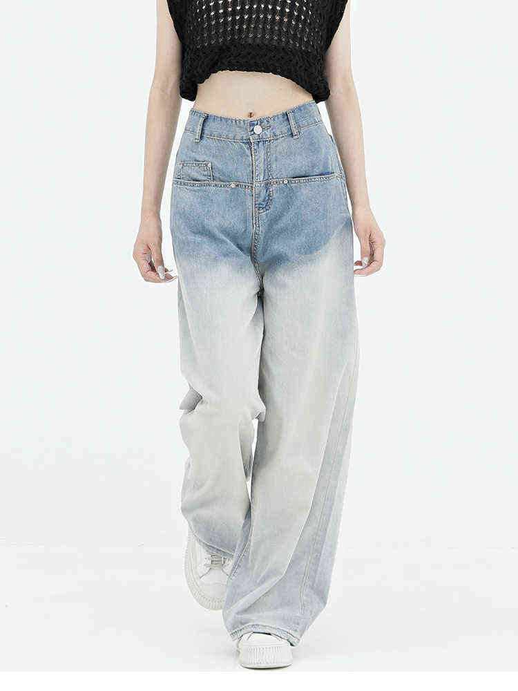 Straight Gradient Blue Thin Jeans Women's Summer High-waisted Loose Multi-pocket Design Mopping Wide-leg Denim Trousers Female T220728
Straight Gradient Blue Thin Jeans Women's Summer High-waisted Loose Multi-pocket Design Mopping Wide-leg Denim Trousers Female T220728