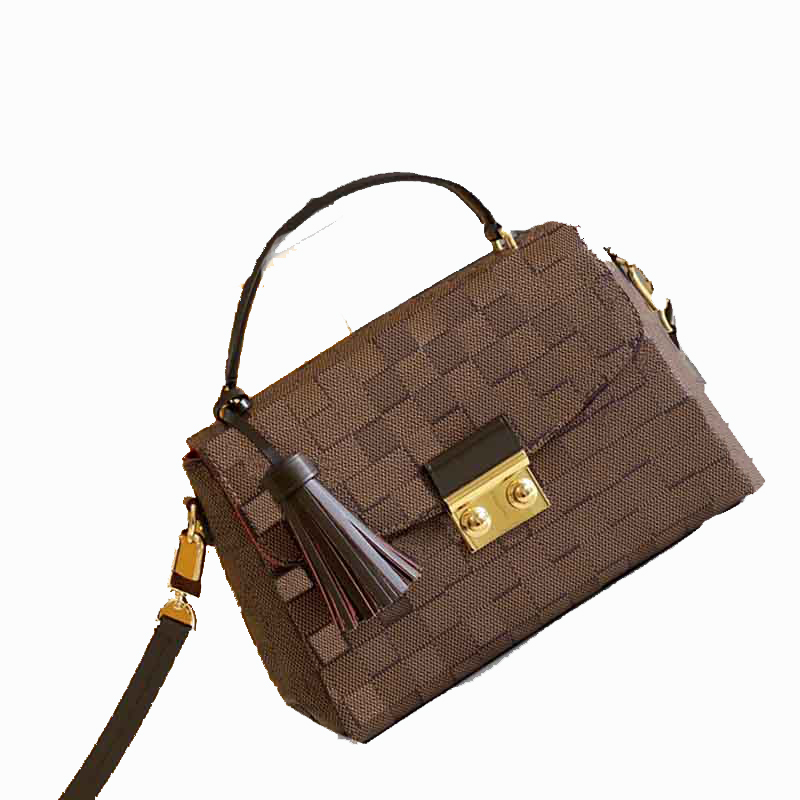 Women bags tassel canvas Fashion 41581 53000 Casual Soft Hasp check crossbody medium handle Tote Shoulder Handbag With Box B024 -2 bag0001 5A Top Quality, White grid
Women bags tassel canvas Fashion 41581 53000 Casual Soft Hasp check crossbody medium handle Tote Shoulder Handbag With Box B024 -2 bag0001 5A Top Quality, White grid