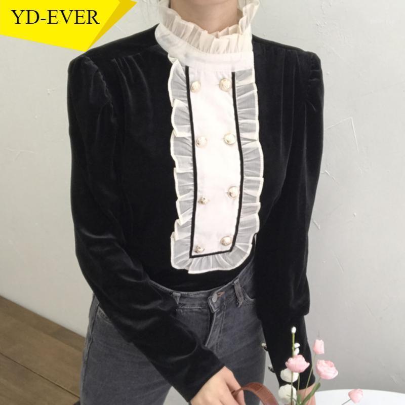 Women's Blouses & Shirts Women Blouse Stand Collar Ruffles Panelled Patchwork Chic Double Pockets Velvet Shirt Tops All-match Puff Sleeve, Black
Women's Blouses & Shirts Women Blouse Stand Collar Ruffles Panelled Patchwork Chic Double Pockets Velvet Shirt Tops All-match Puff Sleeve, Black