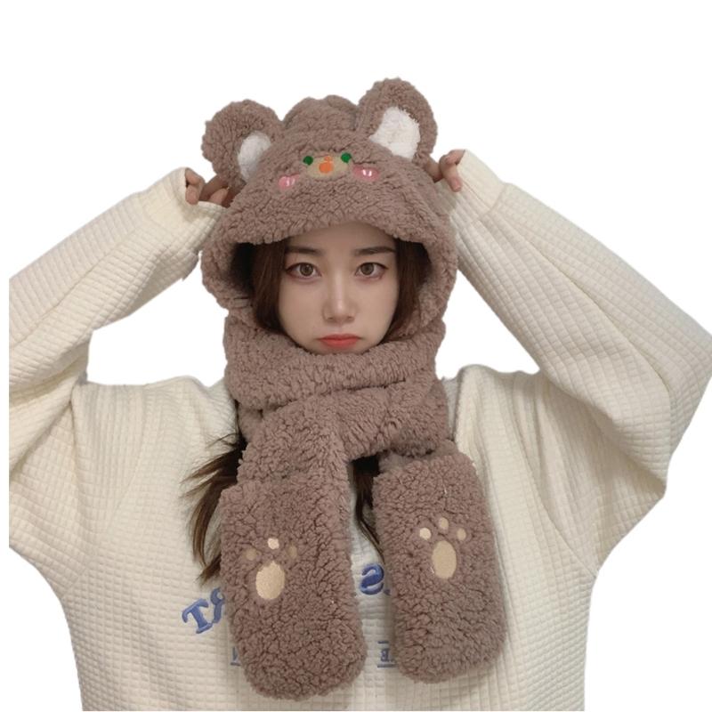 Berets 3 In 1 / Bear Hat Scarf Gloves Sweet Beanie Ear Protection Hoodie Coldproof For Daily Wear Morning Workout, 3 coffee bunny scarf
Berets 3 In 1 / Bear Hat Scarf Gloves Sweet Beanie Ear Protection Hoodie Coldproof For Daily Wear Morning Workout, 3 coffee bunny scarf