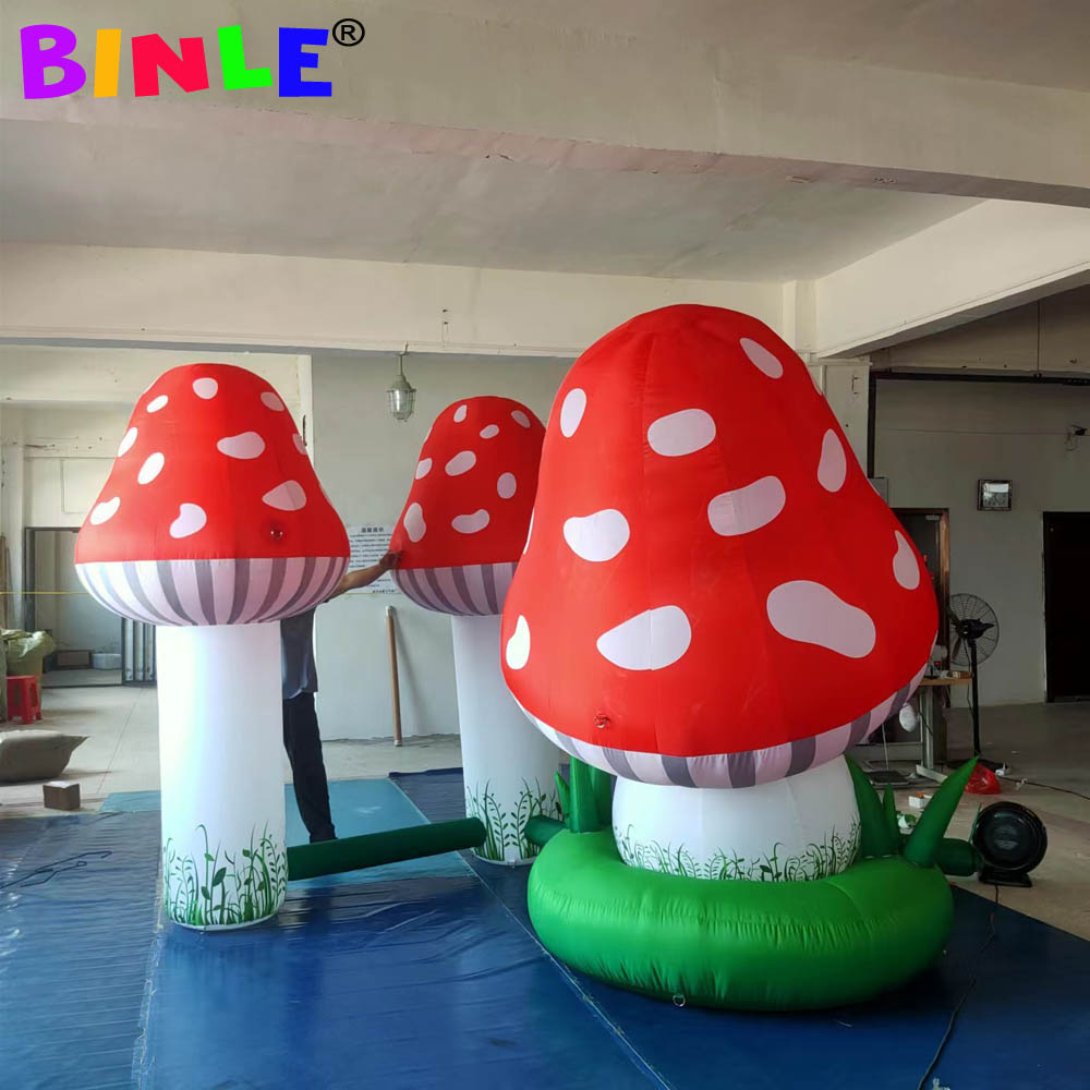 Large Festival Vivid Colorful Inflatable Mushroom With Led Lights For Party decoration Alice In Wonderland Supply