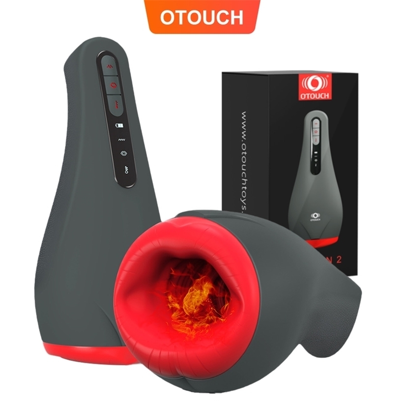 Otouch Airturn Male Sucking Masturbators 3 in 1 Vibrator Rotation Heating Mouth Blowjob Masturbation Sex Toys for Men Adults 18 220330
