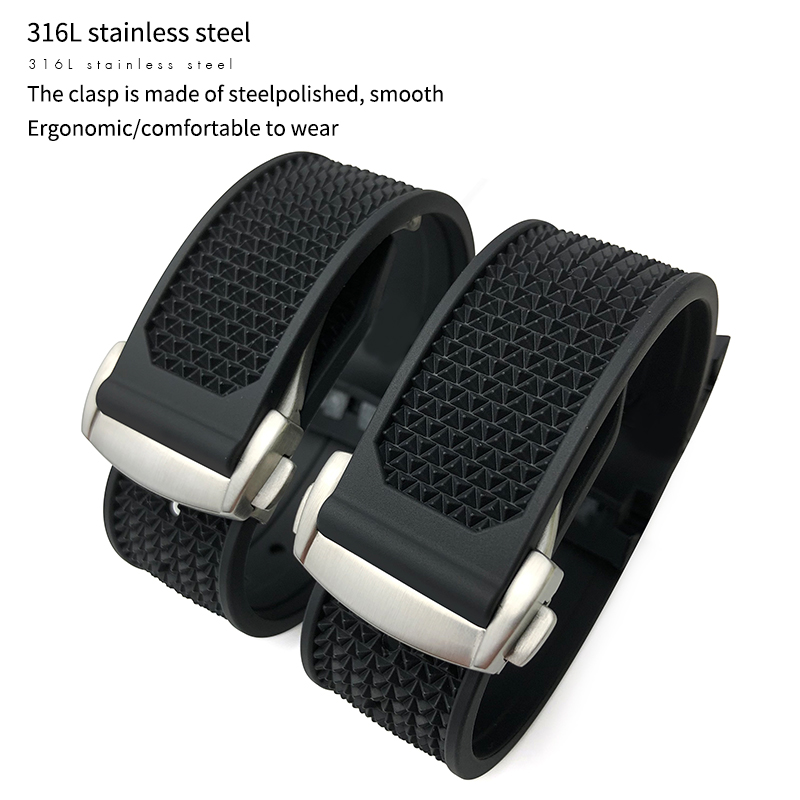 Watch Bands 20mm 21mm 22mm High Quality Rubber Silicone Watchband Fit for Omega Speedmaster watch Strap Stainless Steel Deployment