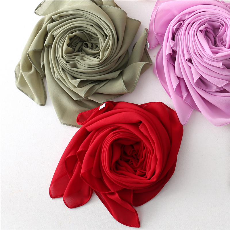 36 colors Malaysia Turban 110 110cm Large Size Square Scarves Chiffon Hijab Scarf Kerchief 220704