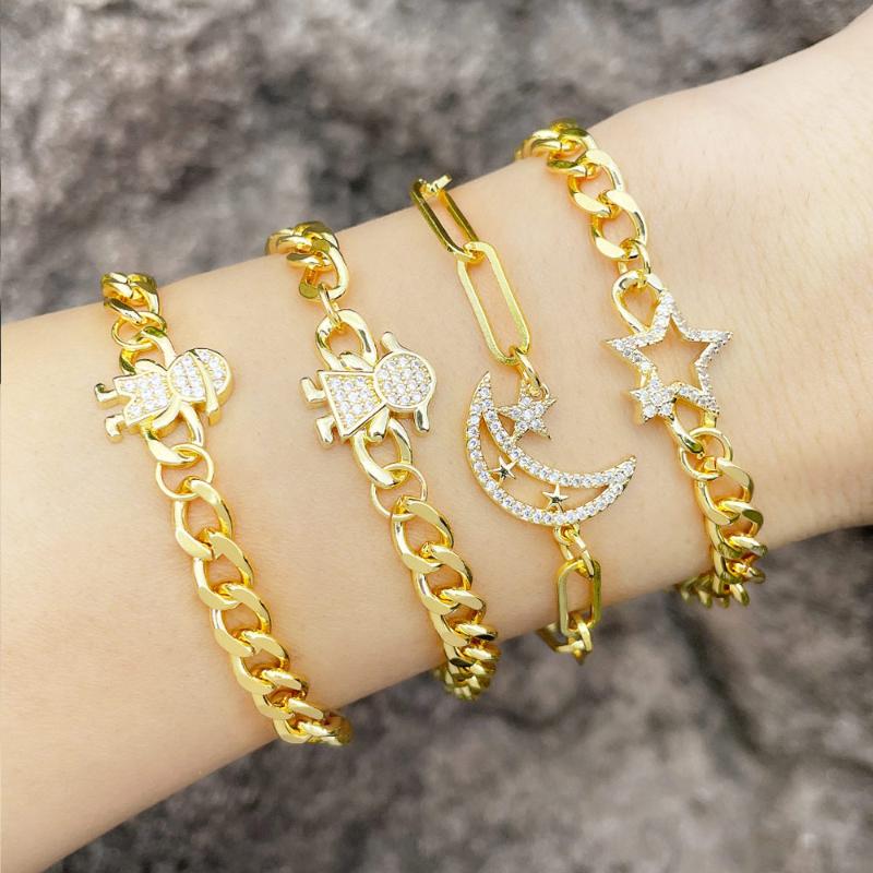 Charm Bracelets Gold Cuban Chain Boy And Girl Bracelet Copper Zircon White Stone Star Moon Family Jewelry Gift Brte30Charm
Charm Bracelets Gold Cuban Chain Boy And Girl Bracelet Copper Zircon White Stone Star Moon Family Jewelry Gift Brte30Charm