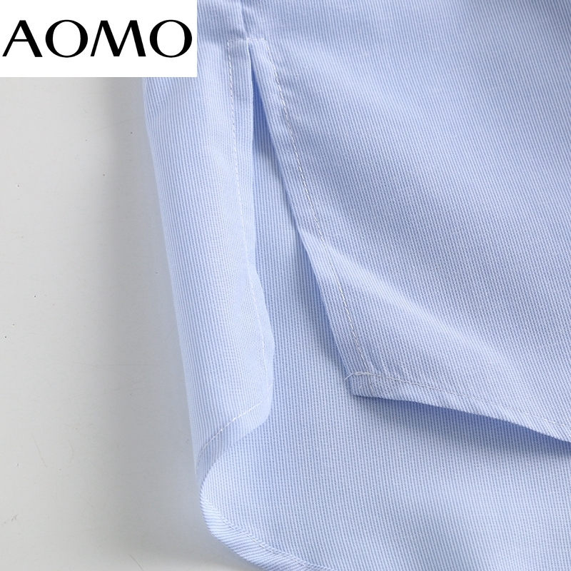 AOMO Autumn Women High Quality 95% Cotton Shirt Blouse Long Sleeve Chic Female Office Lady Tops 6D103A 220407