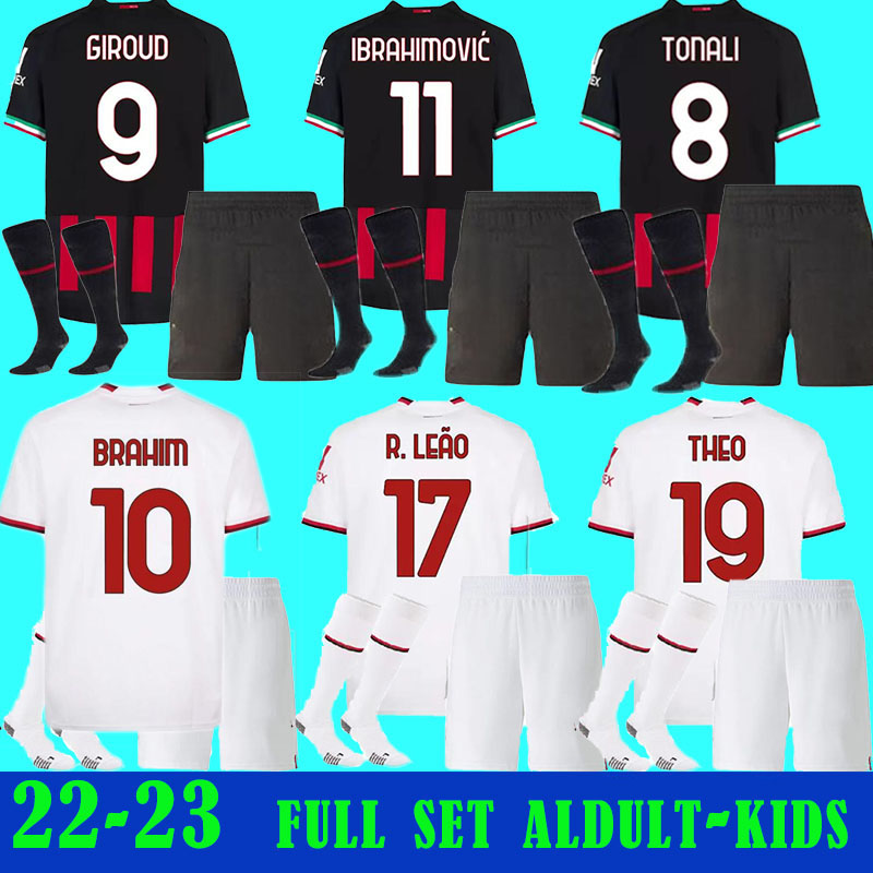 22 23 GIROUD AC soccer jersey Milans IBRAHIMOVIC Messias football shirt 2022 2023 TONALI REBIC THEO BRAHIM R.LEAO FLORENZI TOMORI aldult men kids full set kit uniform, 22-23 away full set
22 23 GIROUD AC soccer jersey Milans IBRAHIMOVIC Messias football shirt 2022 2023 TONALI REBIC THEO BRAHIM R.LEAO FLORENZI TOMORI aldult men kids full set kit uniform, 22-23 away full set
