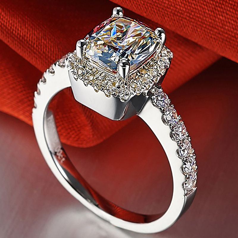 18K Au750 White Gold Women Ring Diamonds 1 2 3 4 5 Carat Cushion Elegant Wedding Party Engagement Anniversary Ring 220816