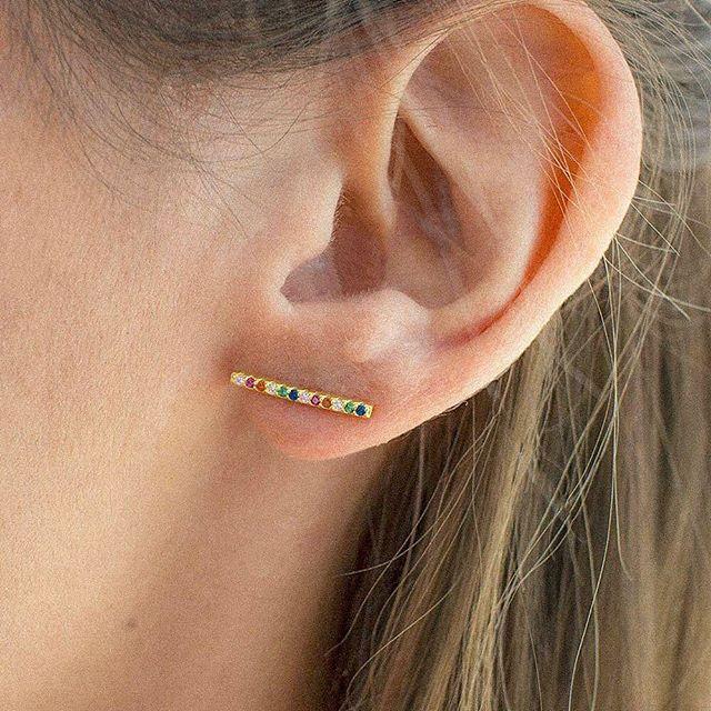 Stud Women's Fashion Colorful Rainbow Cz Bar Fine 925 Sterling Silver Climber Earring Beautiful Jewelry 2022 Mini EarringStud
Stud Women's Fashion Colorful Rainbow Cz Bar Fine 925 Sterling Silver Climber Earring Beautiful Jewelry 2022 Mini EarringStud