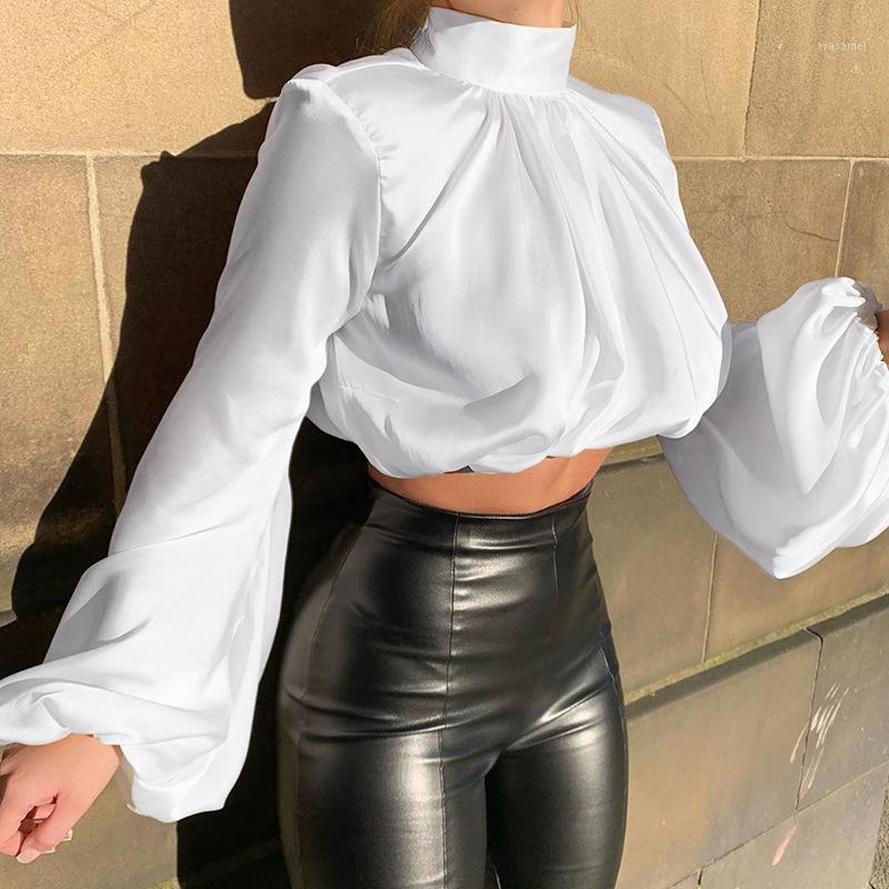 Spring Lantern Long Sleeve Blouse Autumn Turtleneck Satin Silk Women Shirt Hollow Out Womens Tops And Blouses Men's Casual Shirts, White 
Spring Lantern Long Sleeve Blouse Autumn Turtleneck Satin Silk Women Shirt Hollow Out Womens Tops And Blouses Men's Casual Shirts, White