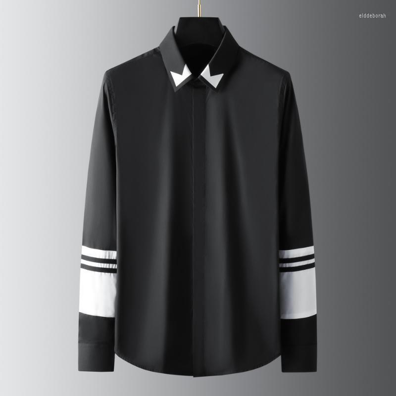 Men's Casual Shirts Minglu Black White Splicing Mens Luxury Cotton Long Sleeve Printed Collar Man Simple Slim Fit Party Male ShirtsMen's Eld
Men's Casual Shirts Minglu Black White Splicing Mens Luxury Cotton Long Sleeve Printed Collar Man Simple Slim Fit Party Male ShirtsMen's Eld