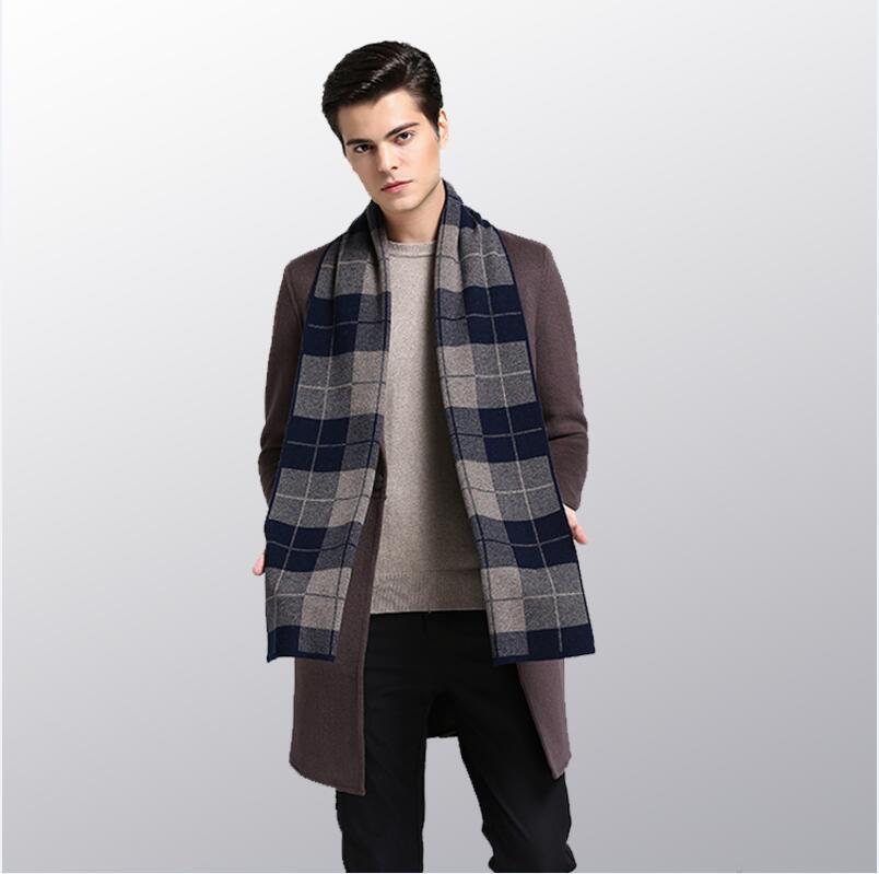 Scarves Arrival 100% Wool Scarf Men Warm Autumn Winter Plaid Fashion Male Knitted