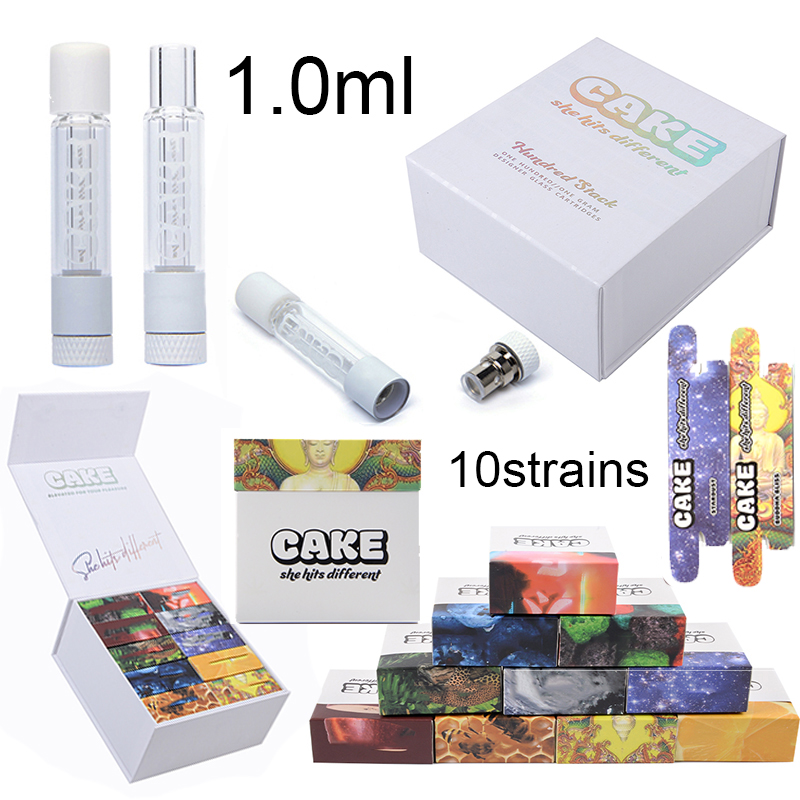 Cake Full Glass Cartridges Vape Cartridge Packaging 1.0ml Atomizers Thick Oil Glass Tank 510 Thread Empty Carts 10Strains
Cake Full Glass Cartridges Vape Cartridge Packaging 1.0ml Atomizers Thick Oil Glass Tank 510 Thread Empty Carts 10Strains