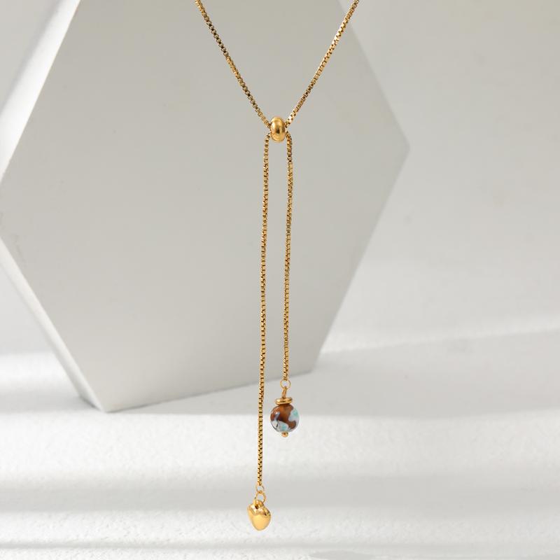 Pendant Necklaces Fashion Natural Stone Personality Girl Stainless Steel Necklace Waterproof And Fade Resistant 18K Real Gold Plated
Pendant Necklaces Fashion Natural Stone Personality Girl Stainless Steel Necklace Waterproof And Fade Resistant 18K Real Gold Plated