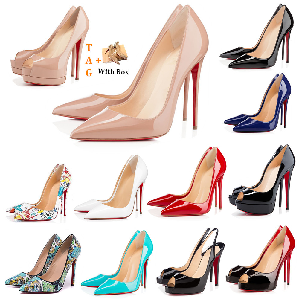 Women Red Bottoms High Heels Platform Peep-toes Sandals Designers Sexy Pointed Toe Reds Sole 8cm 10cm 12cm Pumps Luxurys Womens Wedding Dress Shoes Nude Black 001002, 40