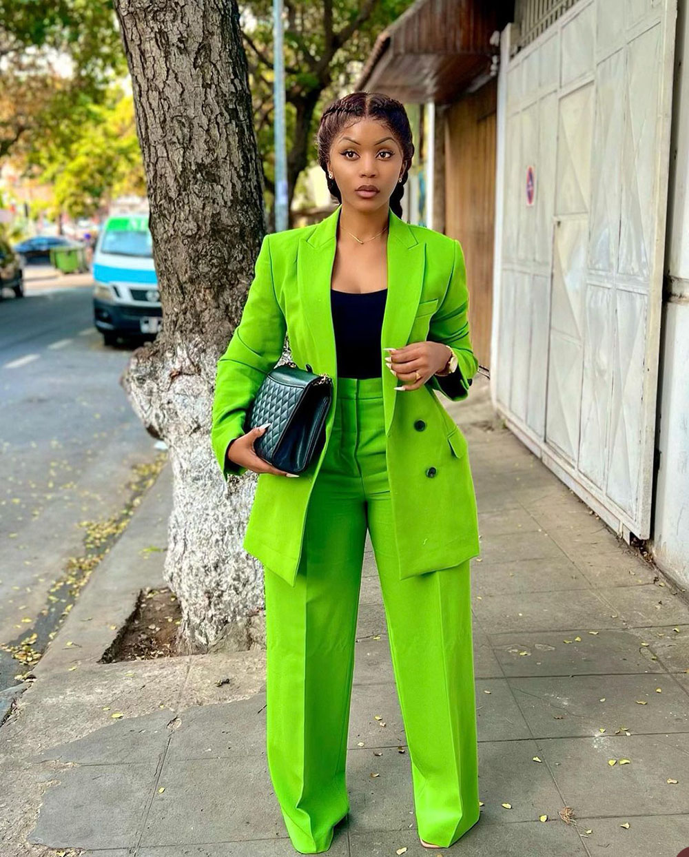 Bright Green Leisure Women Pants Suits For Wedding 2022 Sexy Loose Long Sleeve Evening Red Carpet Fashion Wear 2 Pieces