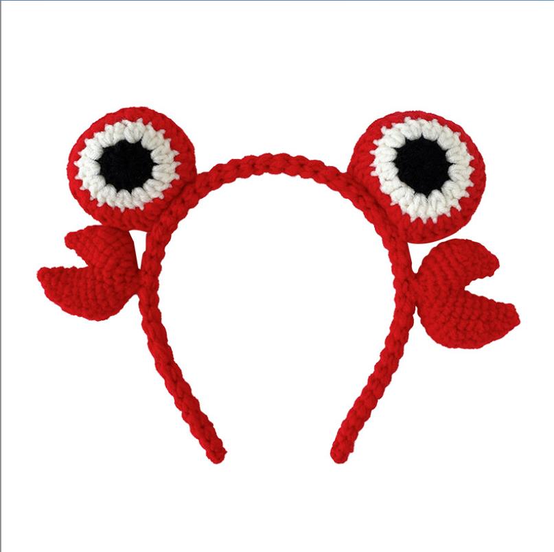 Knit Headband for Women Girl Cartoon Woolen Yarn Head Band Handmade Knitting Unique Hair Hoop Accessories Hairband Mouse Rabbit Fox Ear Frog Ladybug T
