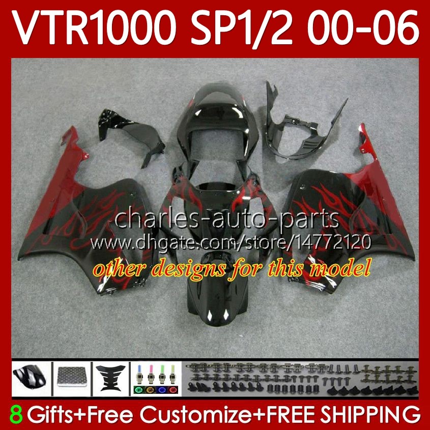 Body Kit For HONDA VTR1000 RTV1000 RC51 00 01 02 03 04 05 06 Bodywork 123No.62 VTR 1000 SP1 SP2 Red white green 2000 2001 2002 2003 2004 2005 2006 VTR - view 4