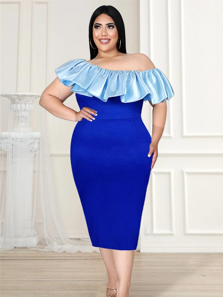Plus Size Dresses Blue Patchwork Dress 4XL Cold Shoulder Ruffles Sexy Bodycon Evening Cocktail Party Outfits For Women Summer Gowns 2022Plus
Plus Size Dresses Blue Patchwork Dress 4XL Cold Shoulder Ruffles Sexy Bodycon Evening Cocktail Party Outfits For Women Summer Gowns 2022Plus