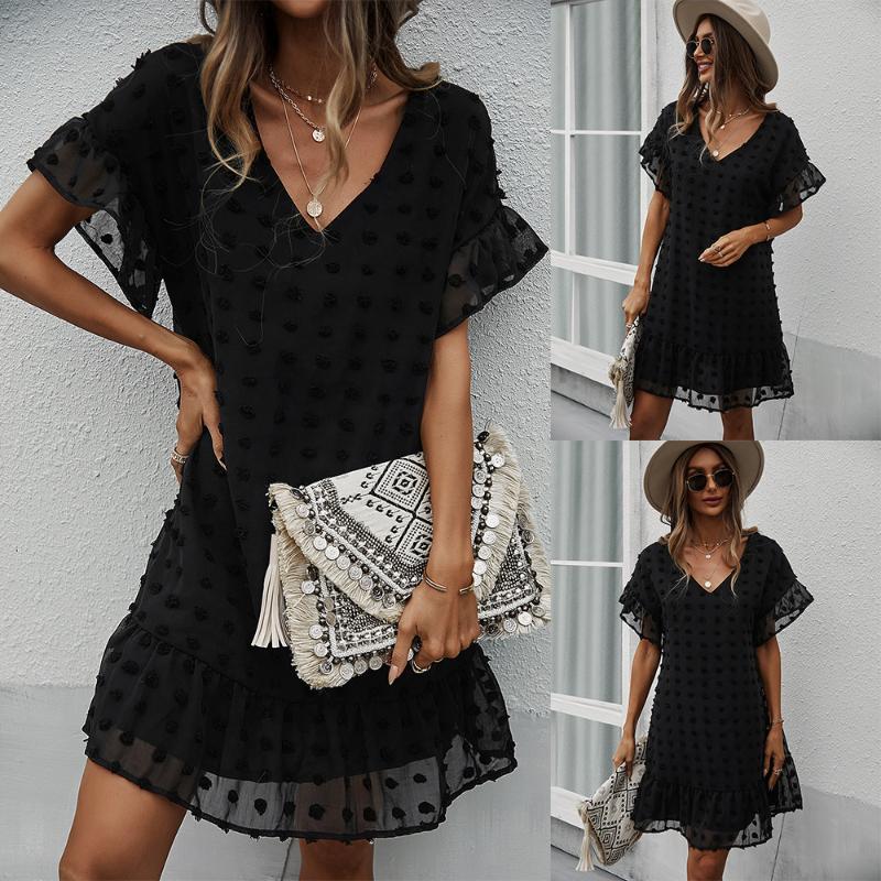 Casual Dresses Summer Pure Black V-Neck Sexy Dress Office Ladies Large Vacation Loose Street Short Sleeve DressCasual
Casual Dresses Summer Pure Black V-Neck Sexy Dress Office Ladies Large Vacation Loose Street Short Sleeve DressCasual