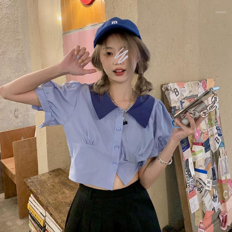 Women's T-Shirt Turn-down Collar Puff Short Sleeve Tees Summer Fashion Brand Single-breasted Patchwork Ladies Tops Korean T Shirt Women Clot, Photo color
Women's T-Shirt Turn-down Collar Puff Short Sleeve Tees Summer Fashion Brand Single-breasted Patchwork Ladies Tops Korean T Shirt Women Clot, Photo color