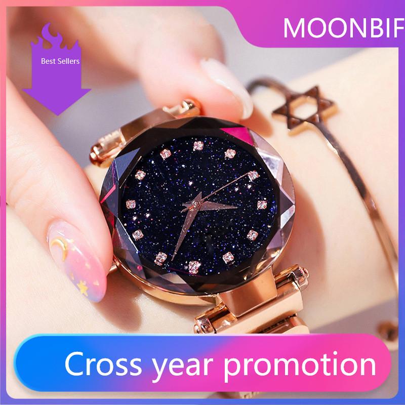 Wristwatches 2022 Starry Sky Women Watch Fashion Elegant Magnet Vibrato Ladies Wristwatch Luxury Watches Stainless Steel Strap, Blue