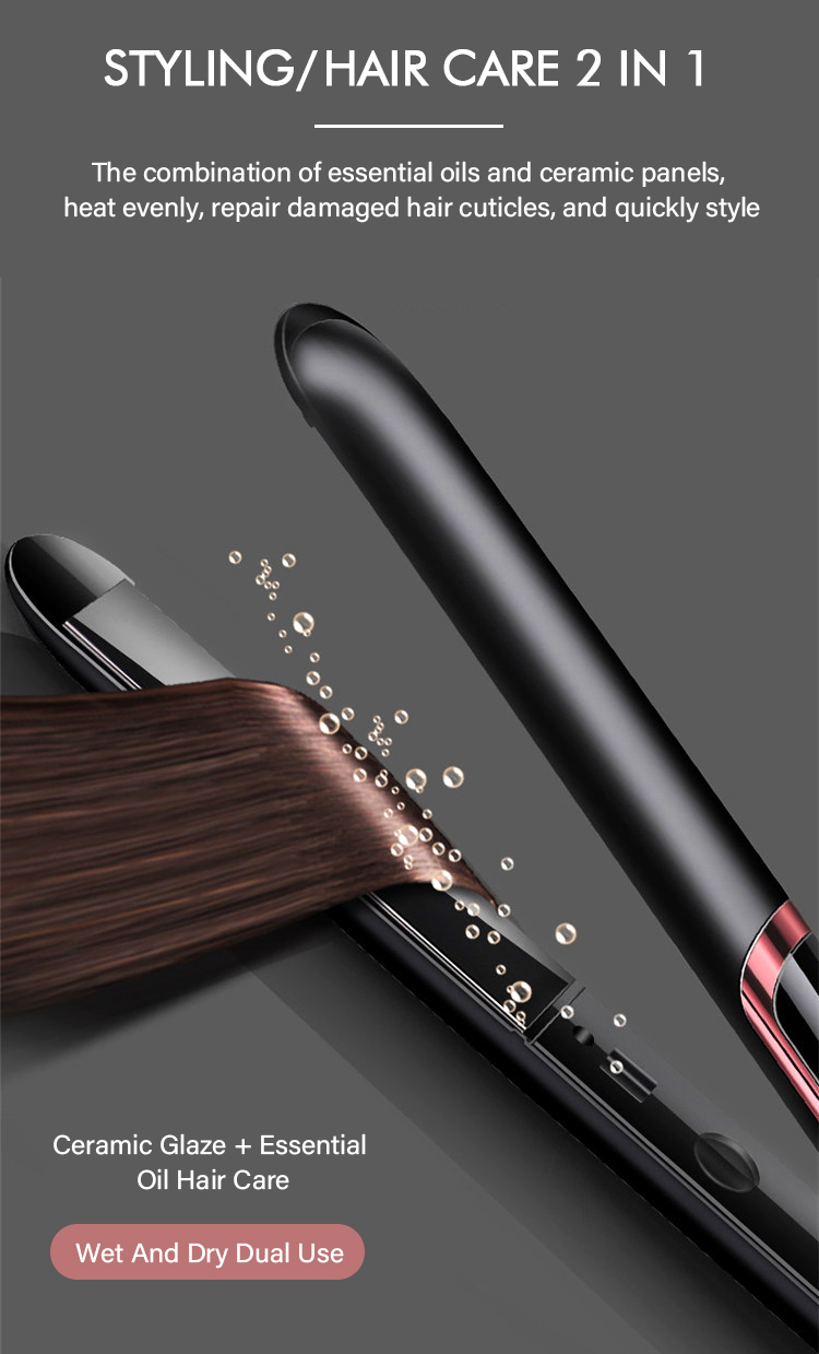 2 in 1 Hair Straightener Curler Flat Iron Negative Ion Infrared Curling Corrugation LED Display for Dry Wet 220623