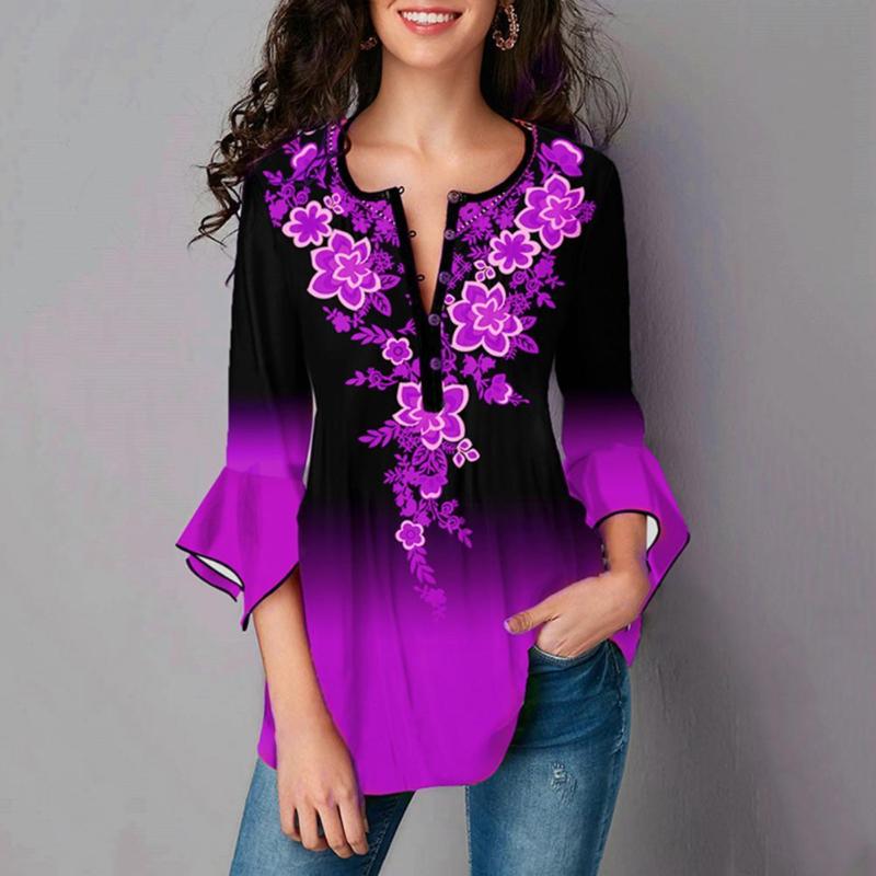 Women's Blouses & Shirts Gradient Color Printing Buttons Spring Autumn Blouse Vintage Round Neck 3/4 Sleeve T-shirt Stylish All Match Loose, Red
Women's Blouses & Shirts Gradient Color Printing Buttons Spring Autumn Blouse Vintage Round Neck 3/4 Sleeve T-shirt Stylish All Match Loose, Red