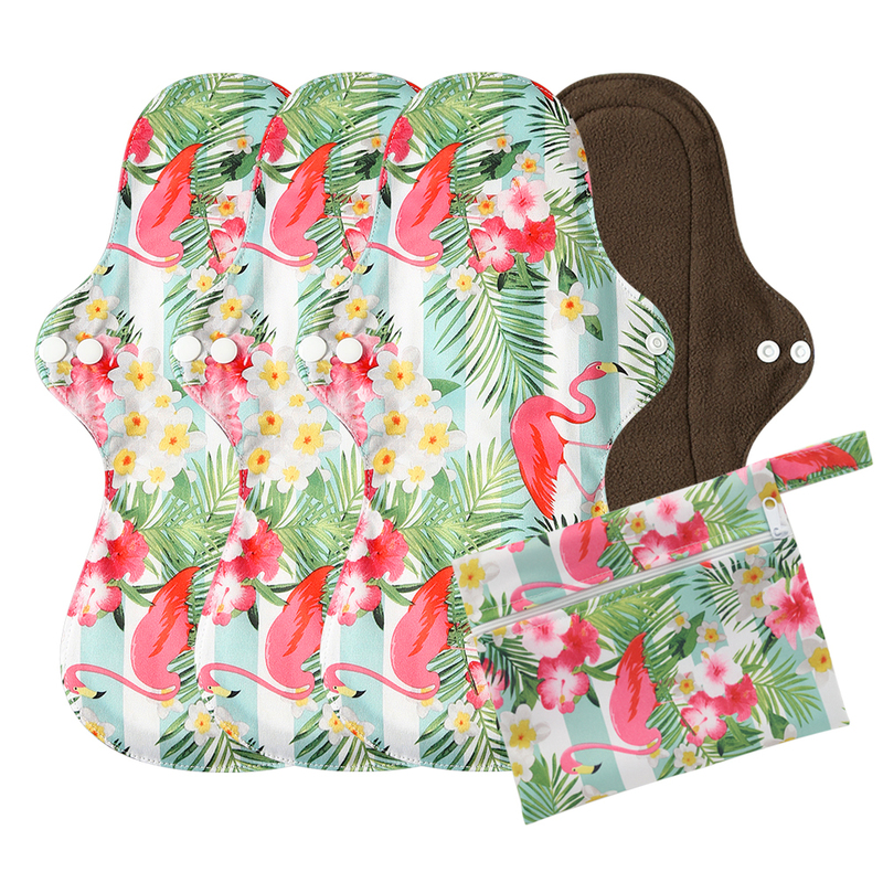 Heavy Flow Reusable Bamboo Charcoal Menstrual Pads Szie XL Sanitary Pads Washable Mama Sanitary Towel Pad 4pcs+1 wet bag 220512