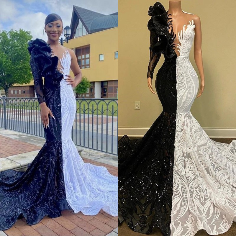 2022 Unique Bicolor Mermaid Prom Dresses V-neck One Shoulder Long Sleeve Column Evening Gowns C0512W, Ivory
2022 Unique Bicolor Mermaid Prom Dresses V-neck One Shoulder Long Sleeve Column Evening Gowns C0512W, Ivory