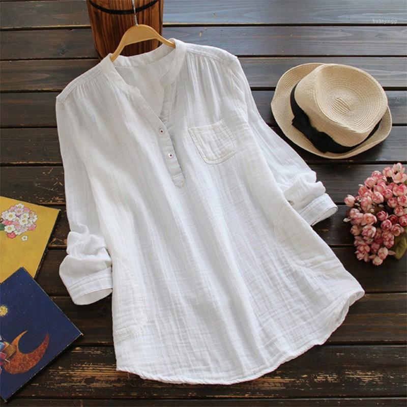 Casual Loose Women Shirts Autumn O-Neck Blouse Long Sleeve Buttons Shirt Tops Plus Size Women' Blouses, White
Casual Loose Women Shirts Autumn O-Neck Blouse Long Sleeve Buttons Shirt Tops Plus Size Women' Blouses, White