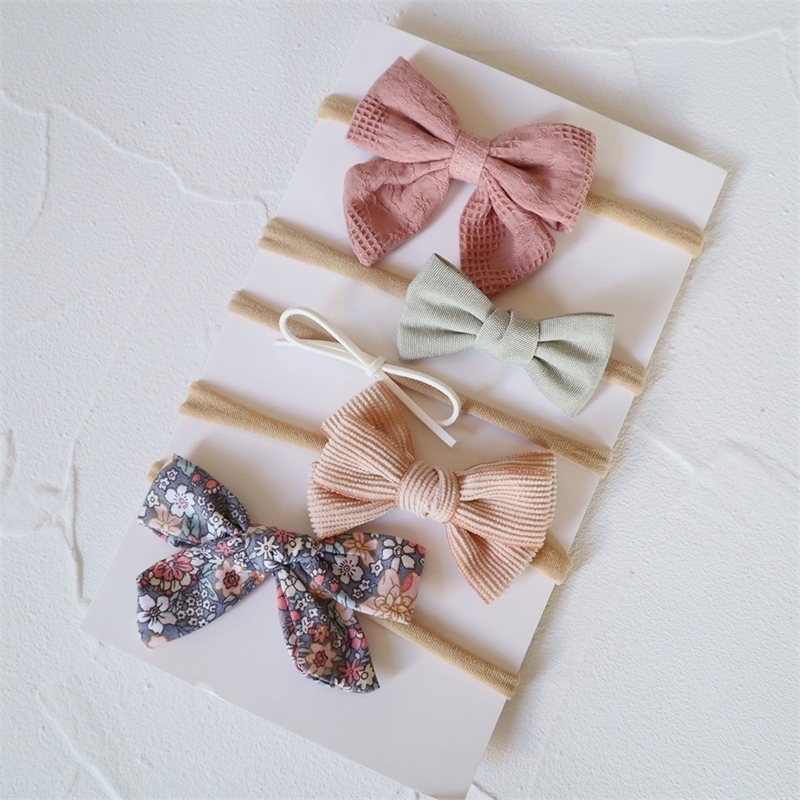 5PcsSet Baby Bow Headband Nylon Headbands Cotton Hair Bands for Children Girls Soft Hairband born Hair Accessories Toddler 220519