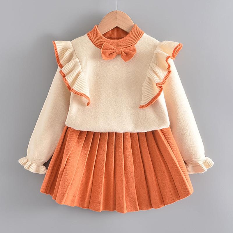 Clothing Sets 2022 Ly Girls Flying Sleeve Knitted Sweater Set Children's Korean Two-piece Western-style Baby Princess Dress, Orange
Clothing Sets 2022 Ly Girls Flying Sleeve Knitted Sweater Set Children's Korean Two-piece Western-style Baby Princess Dress, Orange