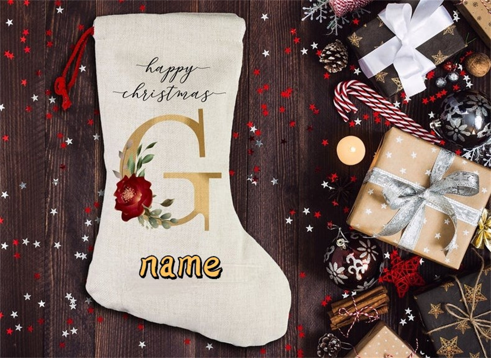 DIY Sublimation Blank Bags Printing Linen Stockings Christmas Decoration Socks Halloween Advertising Drawstring Sock Santa Sack Large Gift Personalize