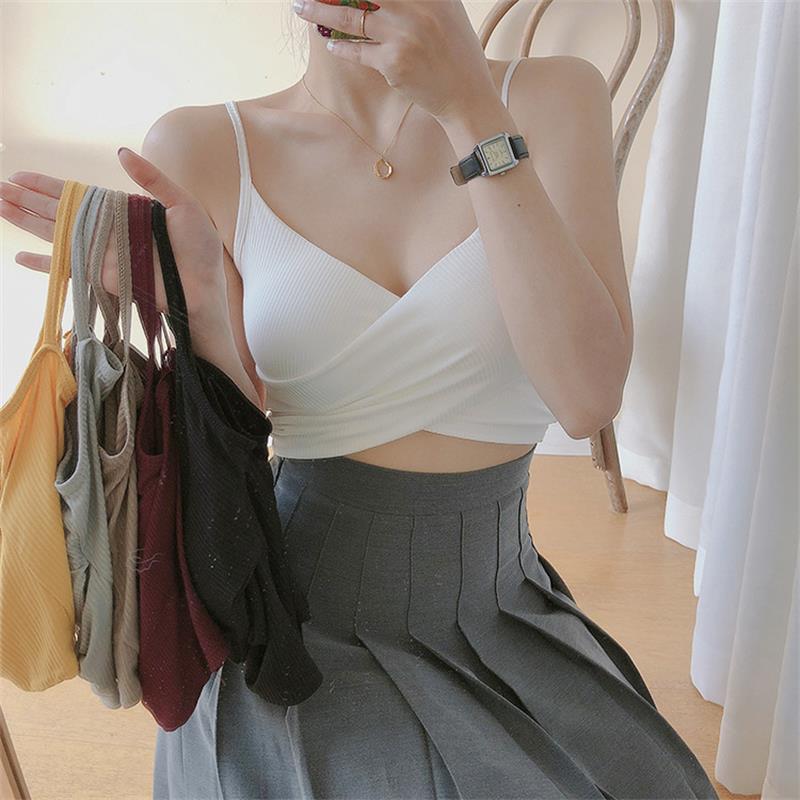 Women's Tanks & Camis Female Women Crop Top Cotton Slim Camisole Summer Sleeveless Sexy Cross Solid Color Chest Pad Basic TopWomen's, Black
Women's Tanks & Camis Female Women Crop Top Cotton Slim Camisole Summer Sleeveless Sexy Cross Solid Color Chest Pad Basic TopWomen's, Black