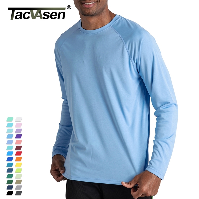 TACVASEN Men s Sun Protection T shirts Summer UPF 50 Long Sleeve Performance Quick Dry Breathable Hiking Fish UV Proof 220728