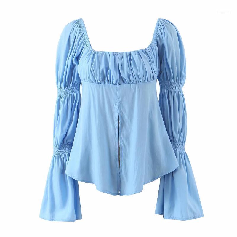 Women' Blouses & Shirts Puff Sleeved Solid Women Blouse Summer 2022 Square Collar Flare Slim Elegant Female Pulls Tops, Blue
Women' Blouses & Shirts Puff Sleeved Solid Women Blouse Summer 2022 Square Collar Flare Slim Elegant Female Pulls Tops, Blue