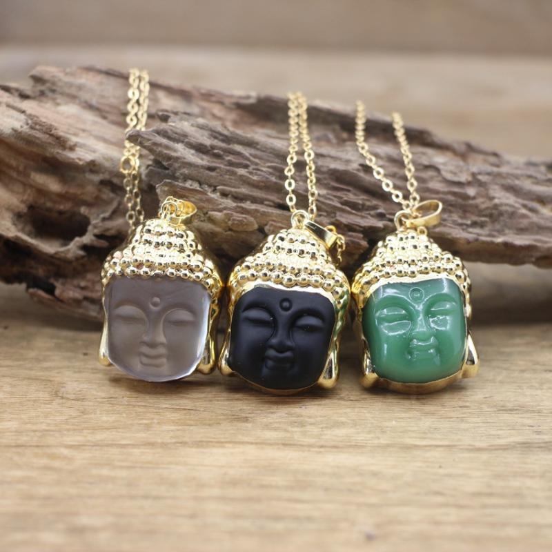 Pendant Necklaces Natural Crystal Carve Buddha Head Pendants Gold Chains Obsidian Aventurine Gems Stone Buddhism Necklace Jewelry Dropship Q
Pendant Necklaces Natural Crystal Carve Buddha Head Pendants Gold Chains Obsidian Aventurine Gems Stone Buddhism Necklace Jewelry Dropship Q