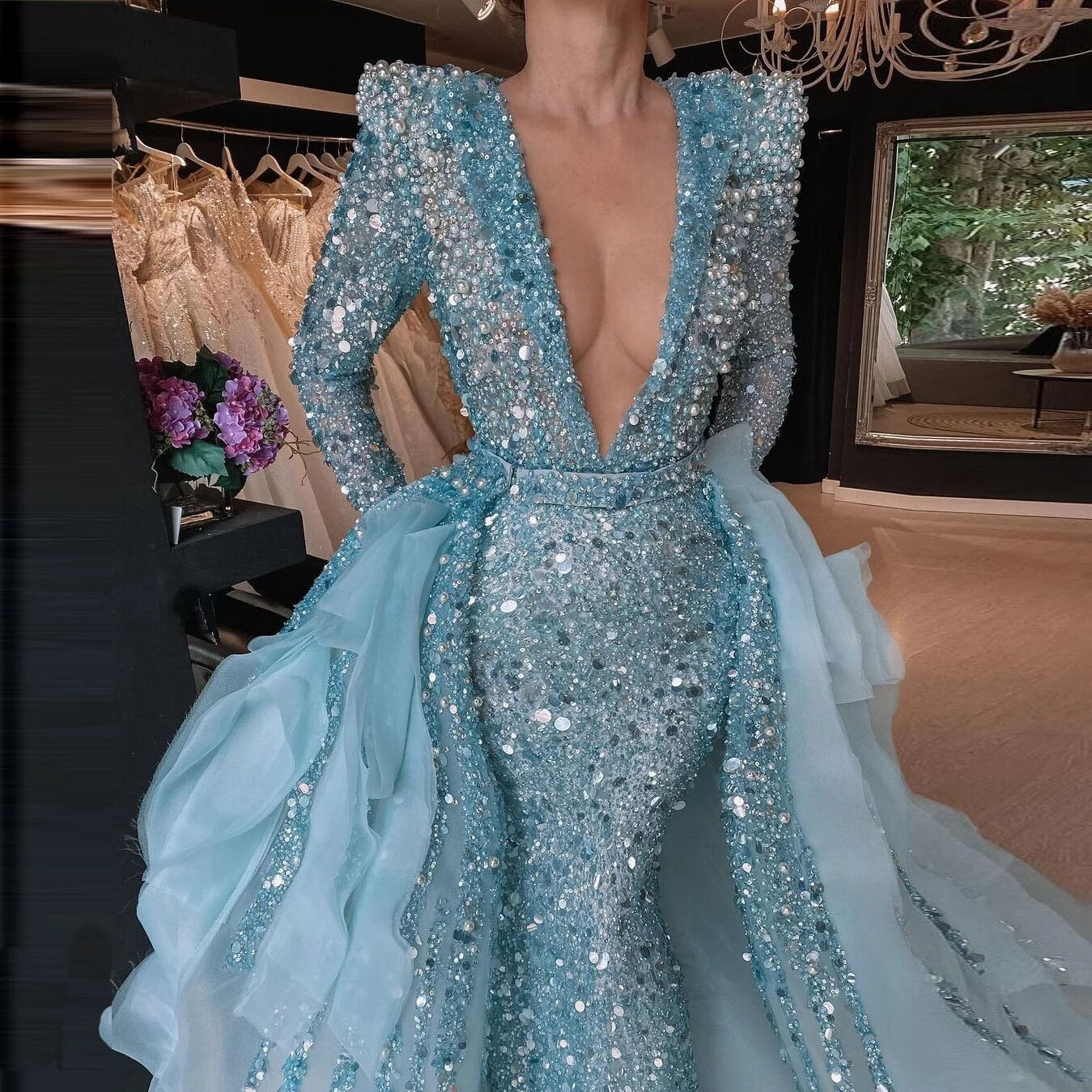 Elegant Evening Dresses for Women 2022 Bride Sequin Prom Gowns with Detachable Train Deep V Neck Cocktail Dress, Yellow
Elegant Evening Dresses for Women 2022 Bride Sequin Prom Gowns with Detachable Train Deep V Neck Cocktail Dress, Yellow