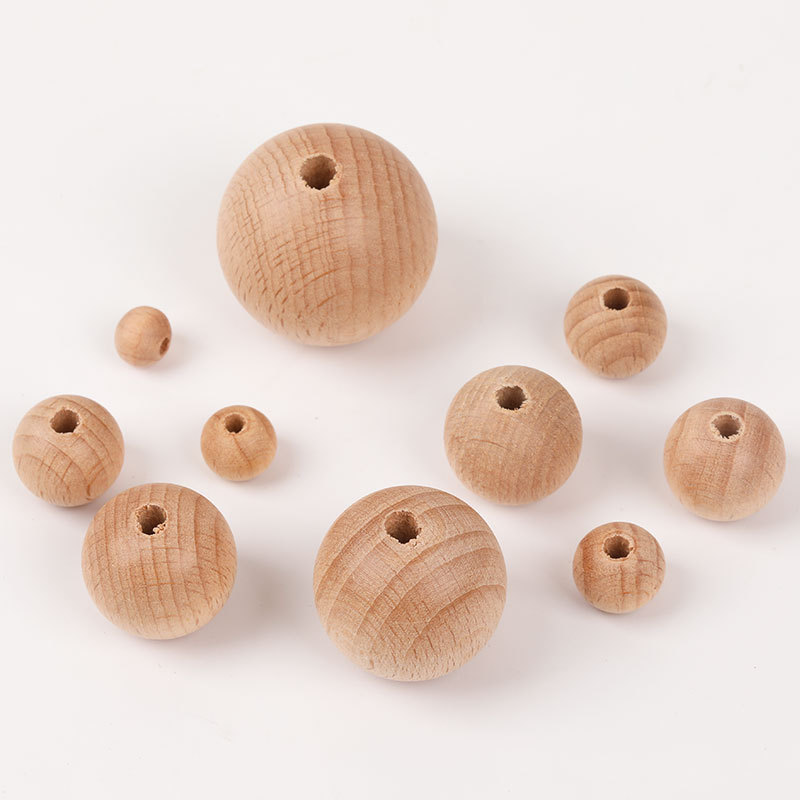 100Pcs Wooden Teething Accessories 1030mm Wooden Teether Chewable Round Beads DIY Craft Jewelry Ecofriendly Beech Beads 220519