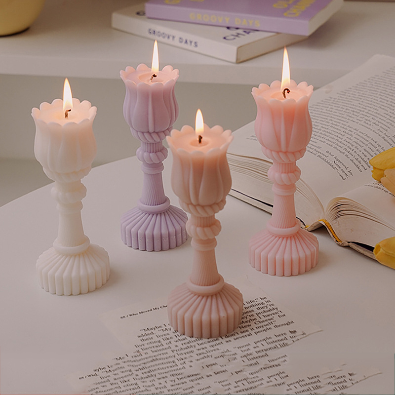 Romantic scented candles tulip candle holder home decoration ornament smell candles creative birthday gifts wedding decor candle